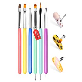 Nail Art Brushes Kit, Multifunctional Nail Brushes for Nail Art Nail Design Brush Gel Nail Brush for Nail Extension Nail Art Liner Brush Dotting Tools for DIY (6PCS Brushes)