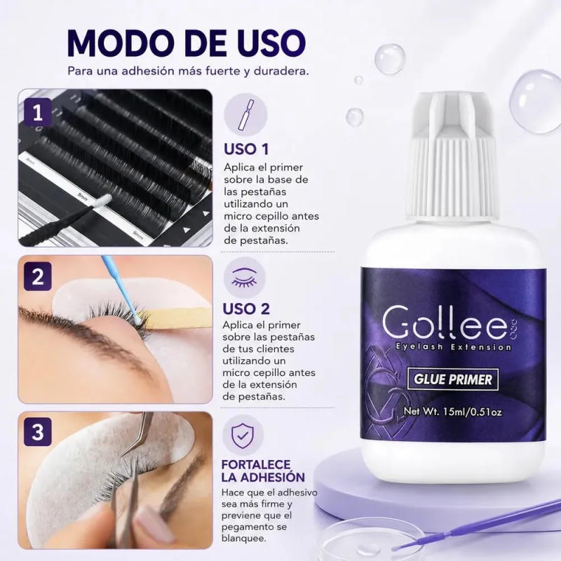 Primer de Pestañas Gollee Hipoalergénico para Extensiones de 15ml