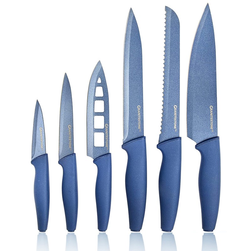 Nutriblade Knife Set with Block by Granitestone 6-Piece Professional Kitchen