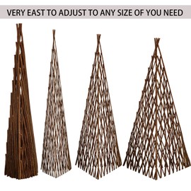 MELCHEF Expandable Teepee Willow Fence,Teepee Trellis Pyramid Plant Climbing,Self Standing Expandable Teepee Fence for Plants Climbing and Protection Fence