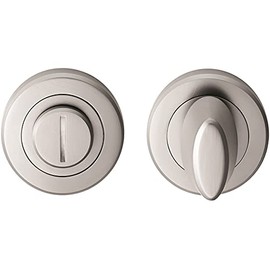 Thubmturn Lock and Release Handle - Beveled Edge - Concealed Fix - Satin Chrome | Locking Thumb Turn and Release Handle - Screwless Rose - for Use with Lever on Rose Door Handles
