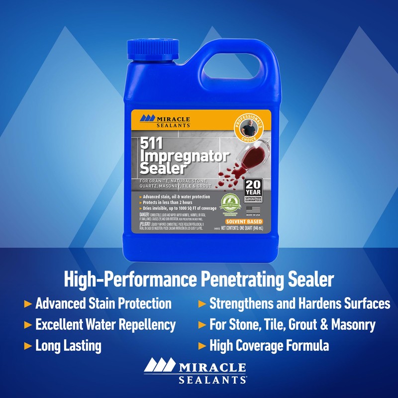 Miracle Sealants 511 Impregnator Advanced Penetrating Sealer for Countertops, Stone,
