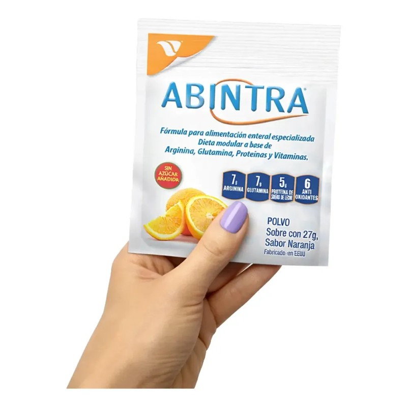 Suplemento Nutricional Abintra L-Glutamina Naranja Sin Gluten Sobre de 27g