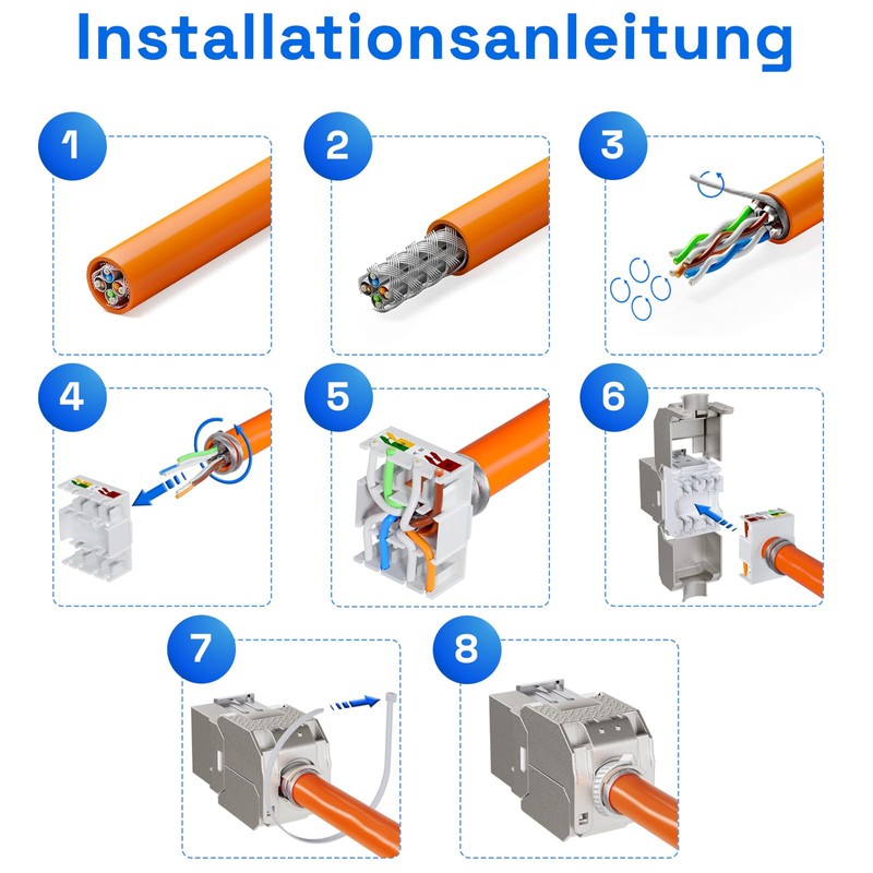 hb-digital 1x CAT 7 Keystone Module RJ45 Socket STP 10