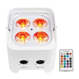 Rockville Best PAR 50 White Battery Powered Wash Up-Light Wireless DMX+RGBWA+UV