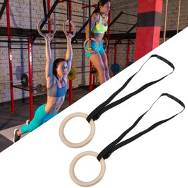 Leapiture 1 Pair Pull Up Training Rings Wooden Gymnastics Rings Gymnastics Rings Gymnastics Rings Suspension for Home Gym WorkoutTraining Rings