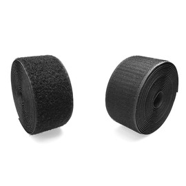 2 Inch Sew on Hook and Loop Style Non-Adhesive Back Nylon Strips Fabric Fastener Non-Adhesive Interlocking Tape Black,5 Yard (Black, 2")
