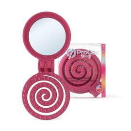 Mini Detangler Travel Hair Brush with Mirror, Makaron Brushes for Women, Men and Kids, Unique 3D Flexible Design for All Hair Types, Styling Accessory, Travel Essentials for Women. (DARK PINK)