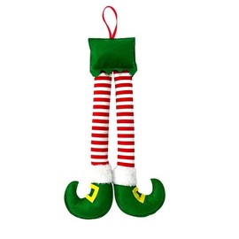 Adorable Durable Fashionable Cute Christmas Elf Legs Tree Decor-Red And White Striped Elf Legs Compatible with Christmas Tree,Christmas Branches,Fireplaces,Christmas Arrangements,Plants or Outdoors
