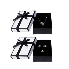 Pack of 2 Small Gift Boxes, 9 x 7 x 3 cm, Jewellery Gift Boxes with Lid, Necklace, Earrings, Gift Box, Small Gift Box for Jewellery (White)