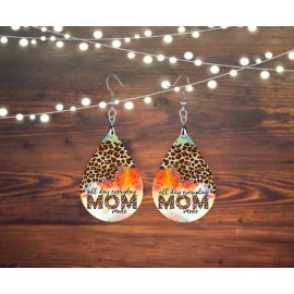Twisted R Design Mom Mode Tear Drop Earrings Wood Dangle Earrings Hypoallergenic