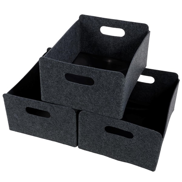 3Pcs Felt Storage Baskets, Large Capacity Felt Bins Foldable Felt