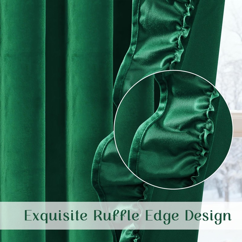 Likiyol Green Velvet Valances for Windows Ruffle Valance Curtains Christmas