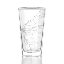 Well Told Engraved Cleveland Ohio Map Pint Glass Etched Beer Glass Gift (16 oz, Clear) City Map Pint Glass, Custom Beer Glass, Gifts For Beer Lovers