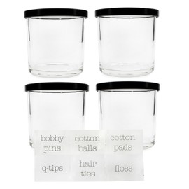 Darware 16oz Empty Candle Jars with Metal Lids (4-Pack), Fancy Candle-Making Containers