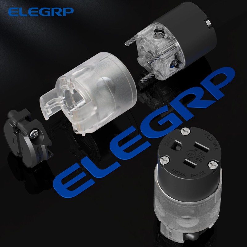ELEGRP Lighted Straight Blade Connectors, 15 Amp 125 Volt NEMA