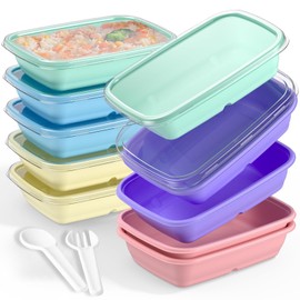 MEEYUU 10 Pack Meal Prep Containers 1 Compartment, BPA Free Reusable Food Prep Containers with Lids, Stackable, Plastic Food Storage Trays, Dishwasher/Freezer Safe (10 Pack Multiple colors)