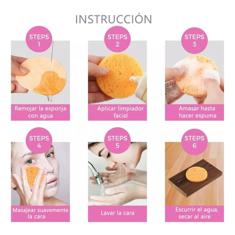 Esponjas Faciales 50 Piezas De Almohadilla De Limpieza Reutilizable De