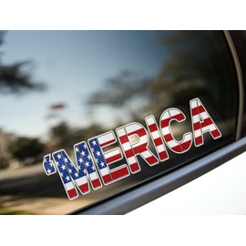 (Multi Sizes) Merica USA Flag Letters Sticker Decal Windshield Banner Stars and Stripes Car Auto (84" X 18")