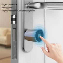 Asixxsix Cylinder Lock, Brass Lock Cylinder Support Fingerprint Bluetooth APP Password Key Unlocking 100pieces Fingerprint Capacity Keyless Entry Smart Door Lock for Office