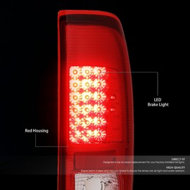 Auto Dynasty Full LED Tail Light Compatible with 97-07 Ford F-150 Heritage F-250 F-350 F-450 F-550 Super Duty, Pair of LED Tail Brake Lights, Chrome Housing Red Lens