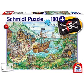 Schmidt Spiele 56330 In the Pirate Bay, Includes Pirate Flag, Children's Puzzle, 100 Pieces, Multi-Coloured