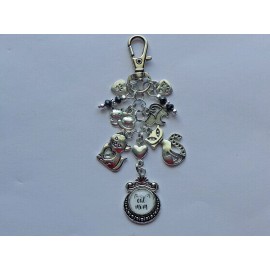Handmade CAT MOM KITTEN CAT PAW LOVE MY CAT KEY CHAIN PURSE CLIP BAG CHARM BACKPACK FOB