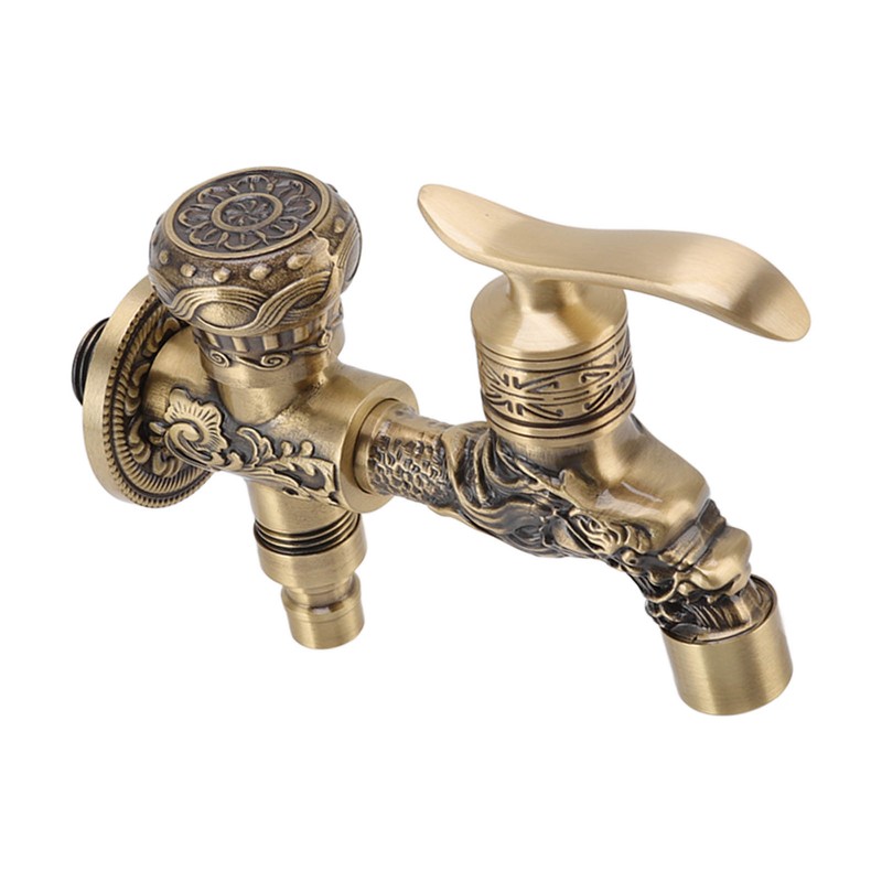 Water Tap 2 Handles 1 Hole Oil Rub Antique Dragon