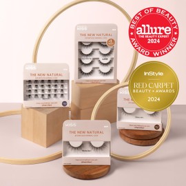 Kiss The New Natural False Eyelashes, 'Glowy Skin', 12 mm, Natural Volume, Easy to Apply, Reusable Fake Eyelashes, Vegan & Cruelty Free, Includes 1 Pair Of Half Lashes