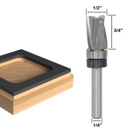 Sinoprotools Solid Carbide Flush Trim Router Bit, 1/4 Inch Shank 3-Flute Down Cut 1/2" Cutting Diameter，1'' Cutting Length，Top Bearing Spiral Pattern Router Bits for Wood Flush Trimming