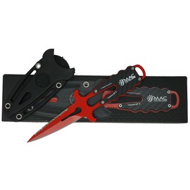 Walker by Mac Coltellerie APNEA 9 Scuba Diving Knife Stainless Steel Made in Italy w/PTFE Rosso Coating & Carbon Handle