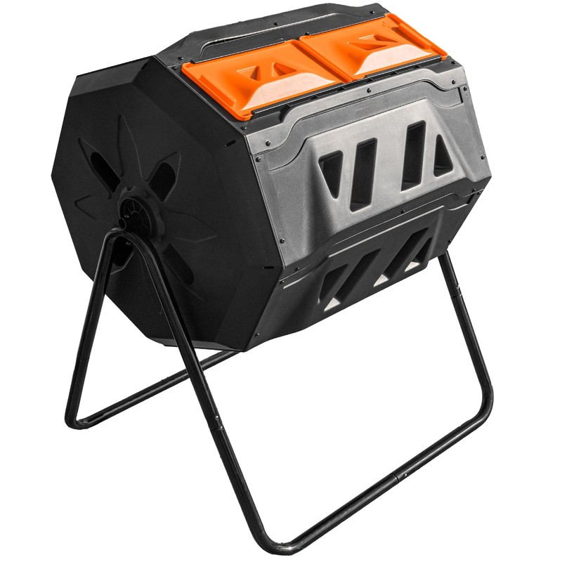 Hourleey Compost Bin Outdoor, 43 Gallon Dual Chamber Tumbling Composting