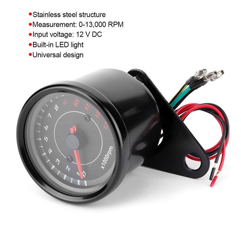 Universal 12V Vintage Motorcycle Tachometer Gauge LED Backlight Auto Accessory