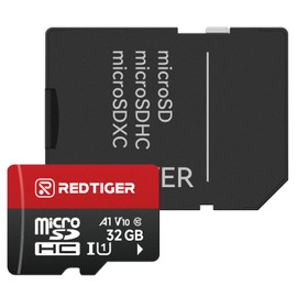 REDTIGER High Speed 32GB Micro SD Card with Adapter,microSDHC UHS-I Class 10, U1, V10 A1, Support for Dash Cameras and Video Recording