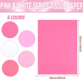 100 Sheets 20 * 14 Inches Pink Tissue Paper for Gift Wrapping, 5 Colors, Hot Pink Rose Pink White Tissue Paper for Gift Bags for Birthday Wedding Mother's Day Valentine's Day DIY Craft