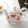 Bicuzat Orange Fox Pattern Tea Set, Tea Pot Cup Saucer