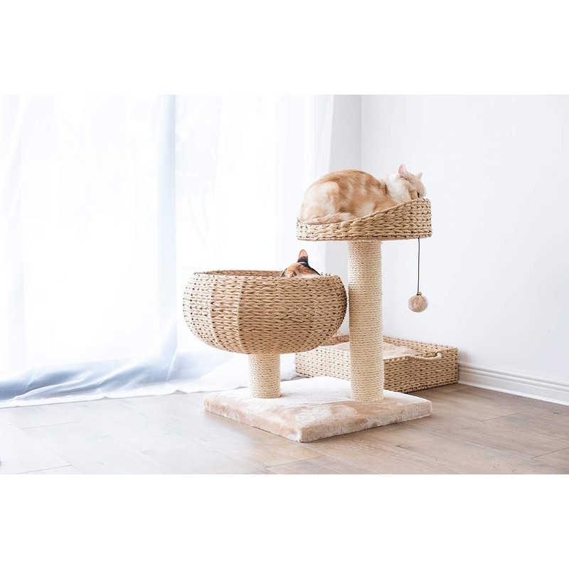 PetPals Paper Rope Natural Bowl Shaped with Perch Cat Tree