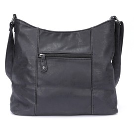 irisaa Women's Hobo Shoulder Bag, Medium Shoulder Bag, Practical Handbag with Many Compartments, Vintage Look with Zip, black