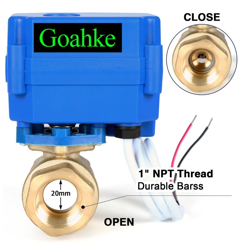 1" Motorized Ball Valve, Brass Ball Valve, Standard Port, 9-24V