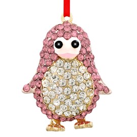 FLYAB Red Penguin Christmas Ornaments - Glitter Metal Christmas Tree Ornaments - Cute Keepsake Ornaments for Christmas Tree Decorations Gifts for Girls Mom