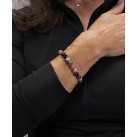 Cherry Tree Collection - Small, Medium, Large Sizes - Gemstone Beaded Bracelets For Women and Men - 8mm Round Beads (Rainbow Tourmaline - Medium)