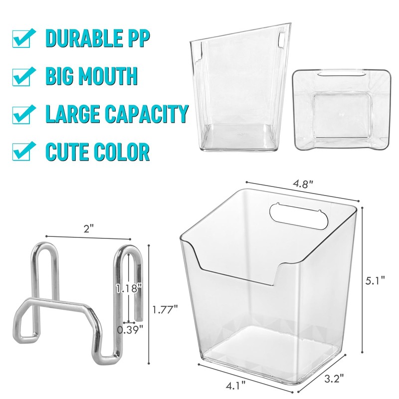Large Grid Wall Bins - 6Pack Clear Gridwall Accessories Hanging