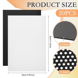 Seenelling 20 Pcs 11.81 x 7.87 Inch Eye Mesh for Therian Cosplay Mask PVC Plastic Mesh for Fursuit Waterproof Printable Canvas Sheets for Therian, DIY Fursuits, Furry Suit(No Eyes)(White,Black)