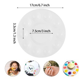 MUXHEL 40PCS Paint Palette, Plastic Round Paint Tray Palette with 10 Wells and 1 Central Reservoir, White Paint Pallets for Children Acrylic Oil Watercolor DIY Craft Professional Art Painting