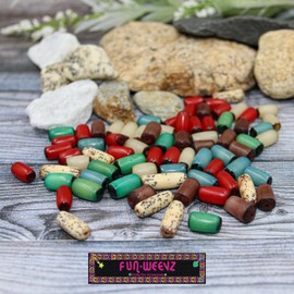 Fun-Weevz 350 African Beads for Jewelry Making, Buri and Betel Nut Bead Strands with 2 Necklaces, Crafts Supplies for Native American, African, Tribal, Indian Bracelets