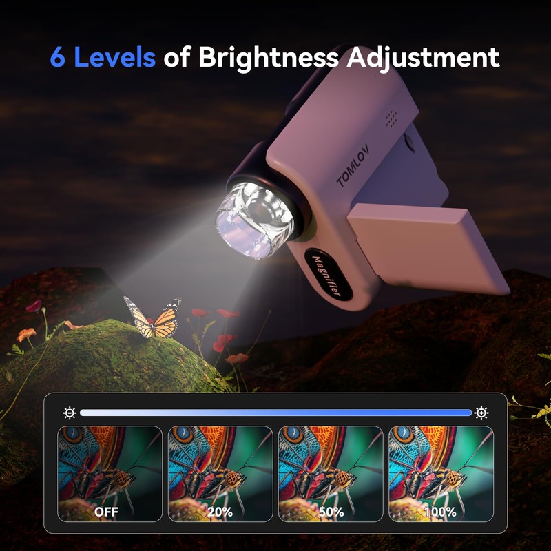 TOMLOV P20 Handheld Digital Microscope, Multiple Pocket Miniscope, Portable 1080P