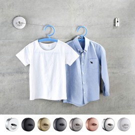 JOOM Retractable Clothesline Stainless Steel Heavy Duty 9Feet(MAX) for Hanging Drying in Bathroom Laundry Hotels, Chrome Finish,Round Style (White)