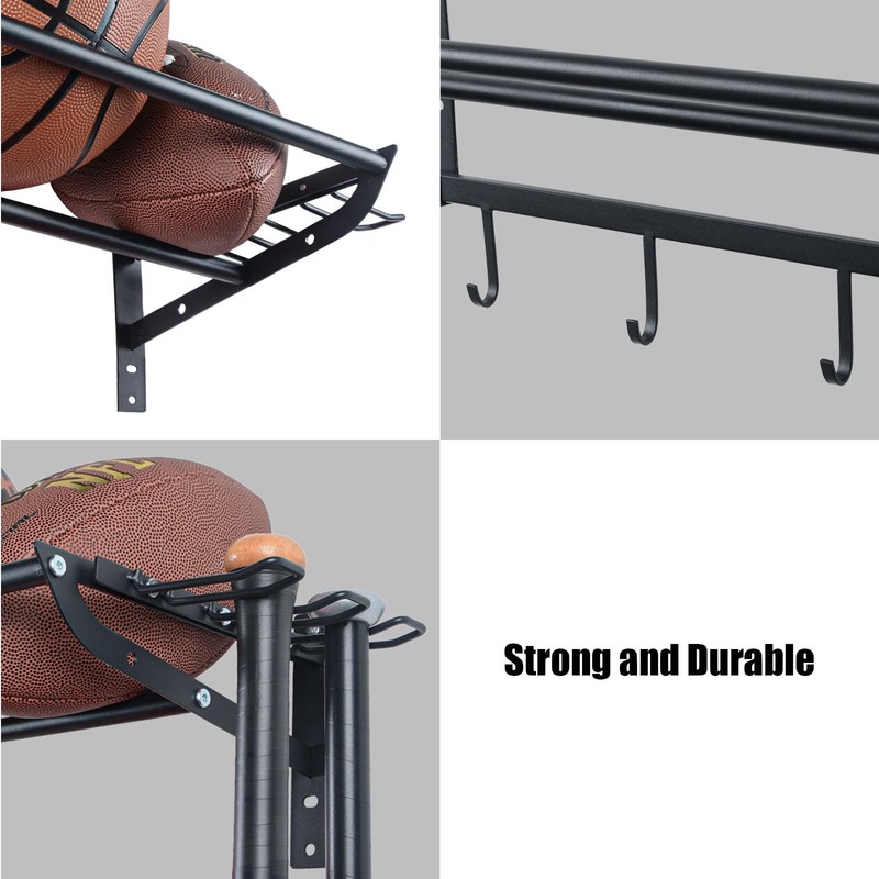 XCSOURCE Sports Equipment Organizer, 3-Tier Ball Storage Rack with Bat