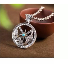 Fashion Jewelry EAGLE FEATHER COMPASS  NATIVE Pendant On 925 Sterling Silver 22" Necklace gift