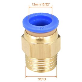TA-VIGOR 12mm Pneumatic Push to Connect Fittings, G3/8 Male Thread Quick Connect Straight Coupler, Air Line Push Fit Connectors for Pneumatic Systems and Air Compressors, 4Pcs